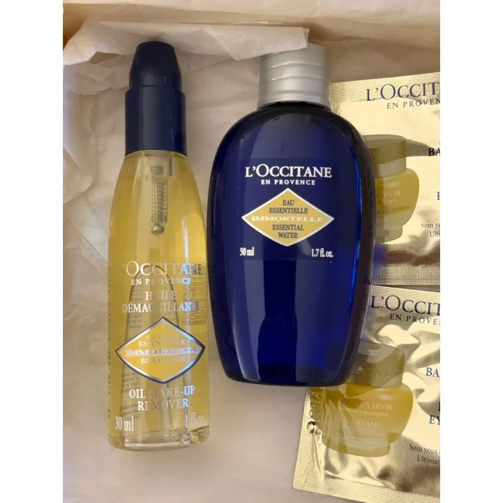 L'Occitane Immortelle Skincare Gift Set Oil Makeup Remover Eye Balm 4pc